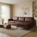 Leren hoekbank Match - 2.5-zits arm links + Longchair arm, Huis en Inrichting, 250 tot 300 cm, Bohemian, Industrieel, Modern, Scandinavisch