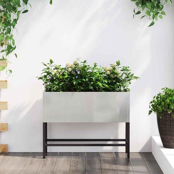 vidaXL Verhoogde Tuin Plantenbak Zilver 60 x 26 x 45 cm, Verzenden