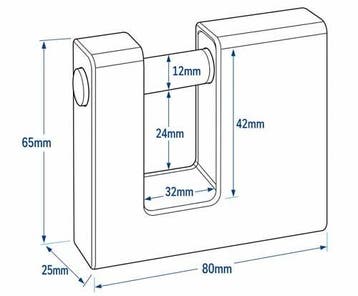 Pantser Blokslot  80mm verschillend sluitend, Verzenden, Nieuw