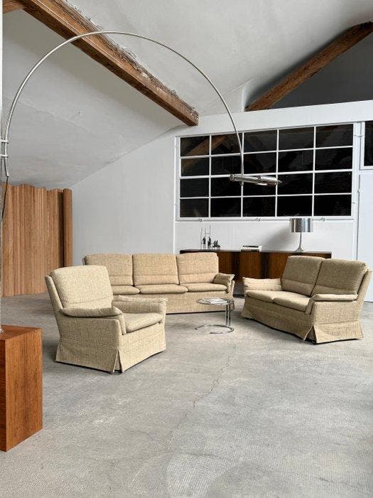 Carl Straub - Ensemble de sièges - Laine, Bois - Fauteuil,, Antiek en Kunst, Kunst | Designobjecten