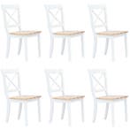 vidaXL Eetkamerstoelen 6 st massief rubberwood wit en, Verzenden, Nieuw