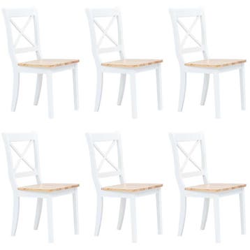vidaXL Eetkamerstoelen 6 st massief rubberwood wit en, Huis en Inrichting, Verzenden, Nieuw