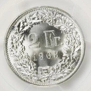 Zwitserland. 2 Francs 1965 - PCGS MS66