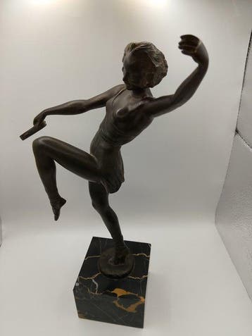 Max le Verrier, FAYRAL - Beeld, Danseuse Joie /Tambourin -, Antiek en Kunst