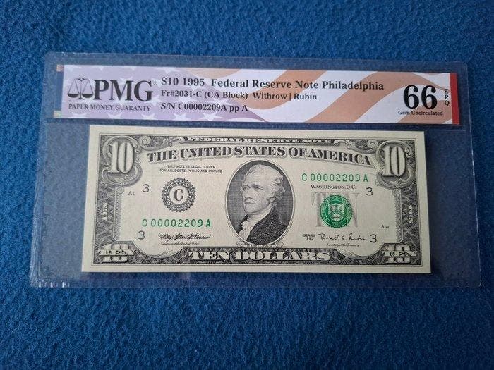 Verenigde Staten van Amerika. - 3 x 10 dollars 1995, 2001,, Timbres & Monnaies, Billets de banque | Europe | Billets non-euro