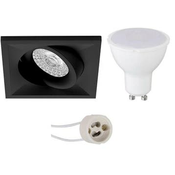 LED Spot Set 4W - Kantelbare Vierkante Inbouwspot Mat Zwart,, Verzenden, Nieuw