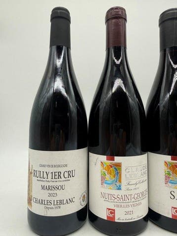 2023 Rully 1° Cru Marissou, 2021 Nuits Saint Georges, 2022