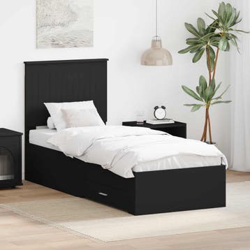 vidaXL Bedframe met lade Zwart en Zilver 70 x 190 cm Bewerkt, Verzenden, Nieuw