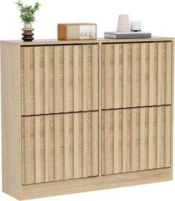 UEV Schoenenkast met 4 kleppen, hout, smalle schoenenkast, s, Verzenden, Nieuw