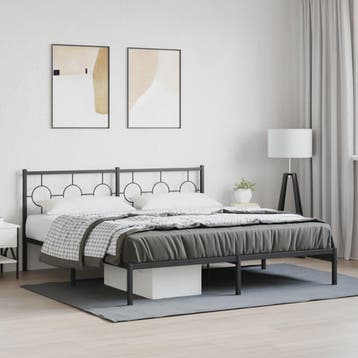 vidaXL Bedframe met hoofdbord metaal zwart 180x200 cm, Huis en Inrichting, Slaapkamer | Bedden, Verzenden, Nieuw