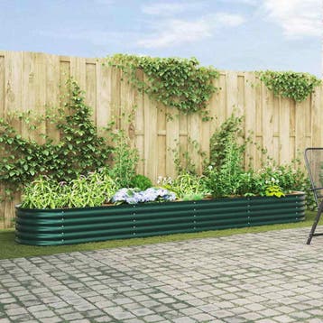 vidaXL Verhoogd bed Groen 400 x 80 x 44 cm Staal, Verzenden