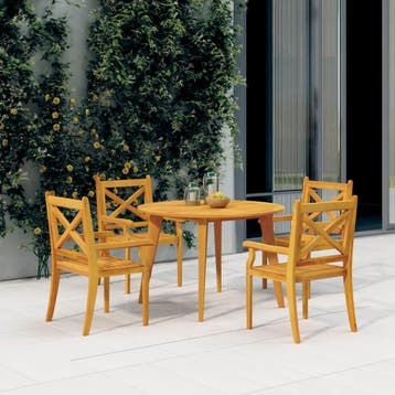 vidaXL 5-delige Tuinset massief acaciahout, Verzenden, Nieuw, Tuinset
