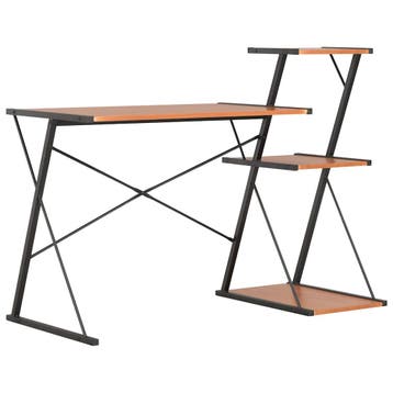 vidaXL Bureau met schap 116x50x93 cm zwart en bruin, Huis en Inrichting, Verzenden, Nieuw
