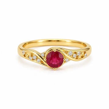 Zonder minimumprijs - Ring Verguld Robijn - Diamant -