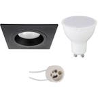 Dimbare 6W LED Spot Set - Vierkante Inbouwspot Mat Zwart - G, Verzenden