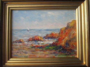 Bruno Retaux (1947) - Voilier en bord de mer