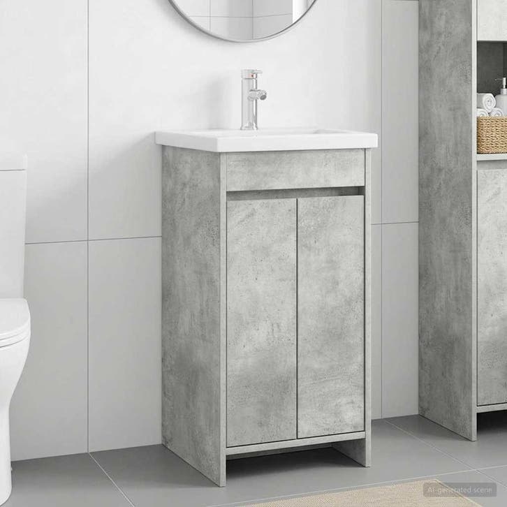vidaXL Badkamer Vanity met Wastafel Betongrijs 42 x 40 x, Maison & Meubles, Tables | Coiffeuses, Envoi