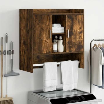 vidaXL Wandplank Muurmontage Gerookt eiken 80 x 36 x 80 cm, Verzenden