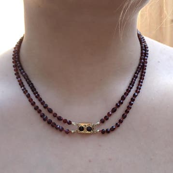 Antiek glaskralen collier met gouden slot (Ketting), Ophalen of Verzenden