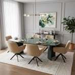 Green Marble Eetkamertafel  Marmer onderstel  300x140, Nieuw