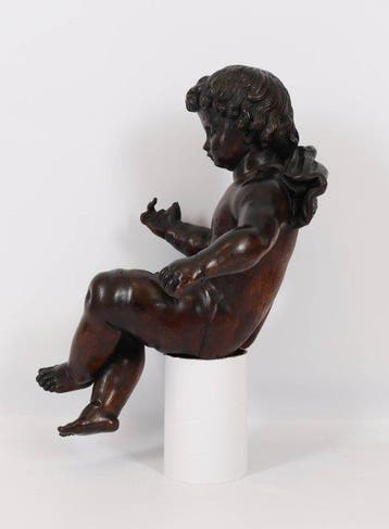sculptuur, Vlaamse barokke putto - Geloof (Fides) - 62 cm -