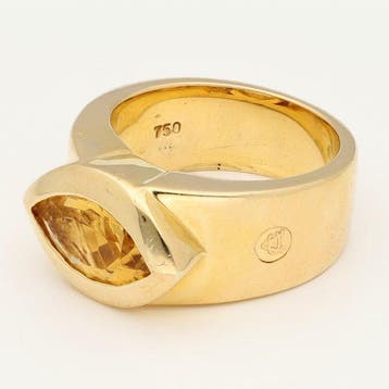 Bague - 18 carats Or jaune Citrine
