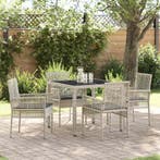 vidaXL Tuin Eettafel Set 5 pcs Lichtgrijs poly rattan, Verzenden