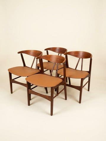 Eetkamerstoel - Hout, Synthetisch leder - Set van vier