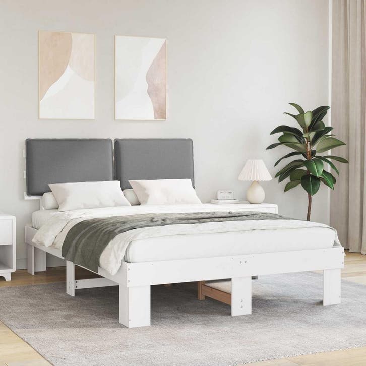 vidaXL Bedframe met Gevoerde Hoofdbord Lichtgrijs 160 x 200, Maison & Meubles, Chambre à coucher | Lits, Envoi