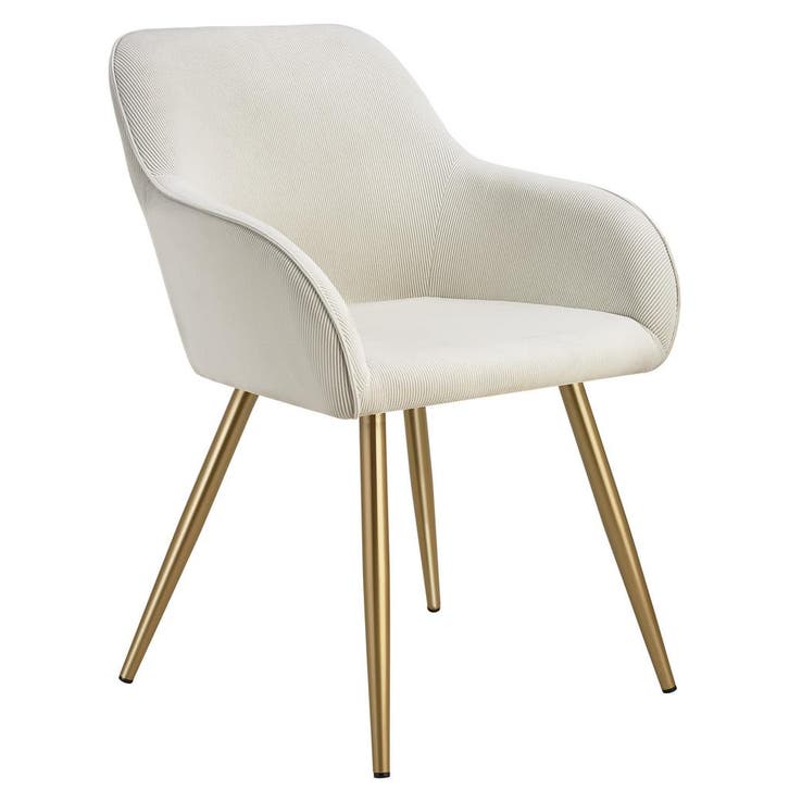 tectake Eetkamerstoel Marilyn, koordlook, gestoffeerd - crem, Huis en Inrichting, Stoelen, Verzenden