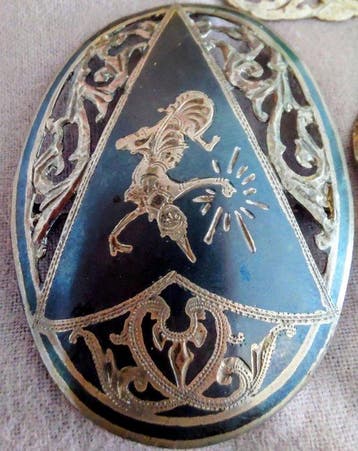 Broche - Thailand niello siam zilver broche (Zonder