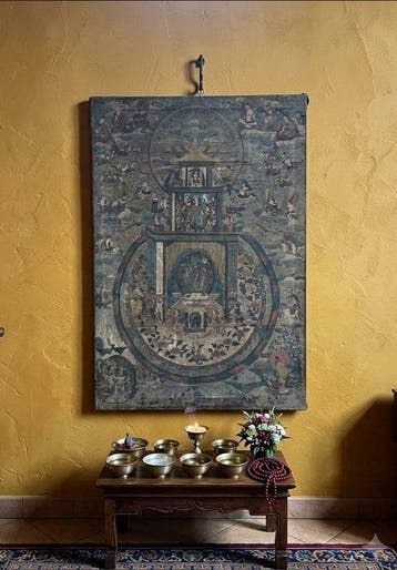 Sino-Tibetaanse Thangka van de Zuivere Land van Kurukulla