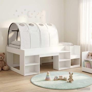 vidaXL Jeugdbed Frame Hoog met Opbergruimte 3 st Wit Bewerkt, Huis en Inrichting, Slaapkamer | Bedden, Verzenden, Nieuw