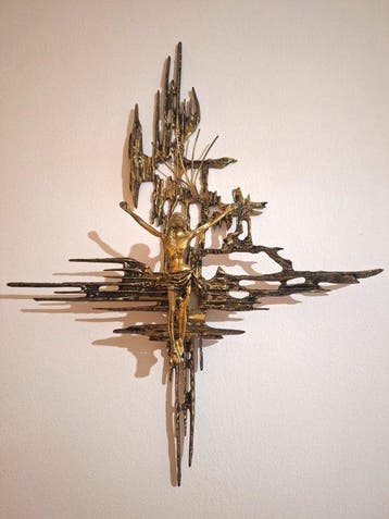 Kruis - Verguld brons - 1970-1980 - Geïnspireerd door Dalí -