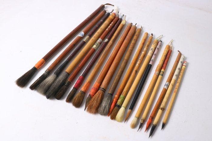 Set van 19 kalligrafiekwasten - Bamboe -, Antiek en Kunst, Antiek | Overige Antiek