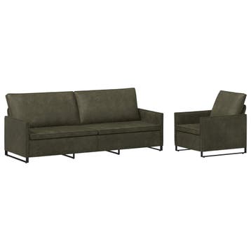 vidaXL bank / zetelstel 2 pcs Leger Groen Kunstsuède stof, Verzenden