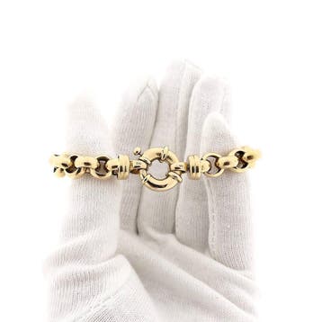 Gouden jasseron schakelarmband, Ophalen of Verzenden, Gebruikt, Goud, Goud