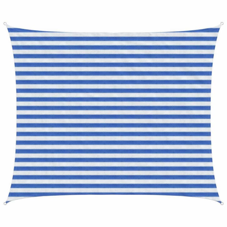 vidaXL Zonneschaduwzeil Blauw en Wit 2,5 x 4 m HDPE, Tuin en Terras, Parasols, Nieuw, Verzenden