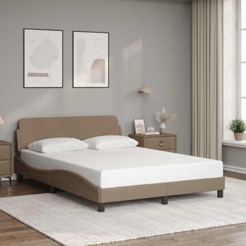 vidaXL Bedframe Dover kunstleer cappuccinokleurig 140x200, Huis en Inrichting, Verzenden, Nieuw