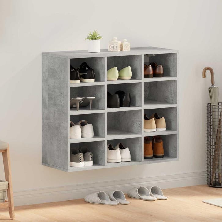vidaXL Schoenenkast Betongrijs 77,5 x 30 x 67 cm Bewerkt, Huis en Inrichting, Kasten | Schoenenkasten, Nieuw, Verzenden