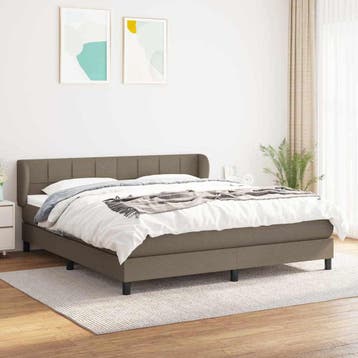 vidaXL Boxspring met matras stof taupe 180x200 cm, Verzenden