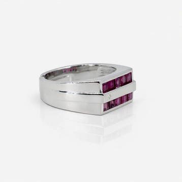 Zonder minimumprijs - Ring Verguld Robijn - Diamant - 18k, Nieuw