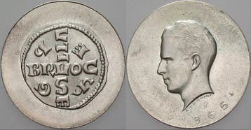 Zilver medaille 1965 Belgie-koenigreich Baudouin 1951-1993, Verzenden