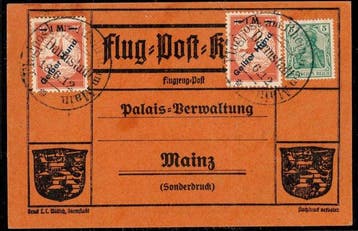 Duitse Rijk 1912/1913 - 3 zeldzame Zeppelin- en, Postzegels en Munten, Gestempeld