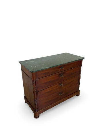 Commode - Bois, Laiton, Marbre