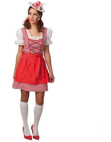 Rode dirndl jurk, Ophalen of Verzenden