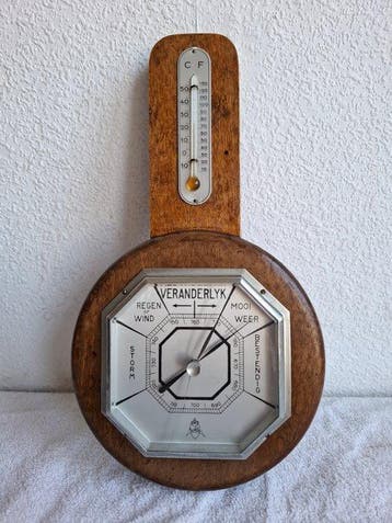 Heinz Greiner Magdeburg (Hobla) Aneroid barometer - Hout,, Antiek en Kunst