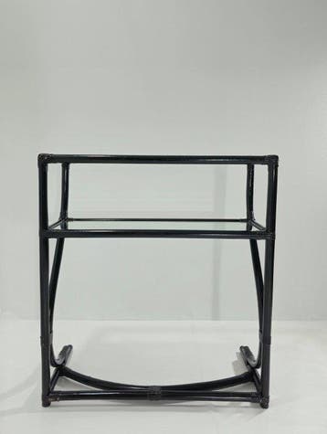 Kast op een standaard - Bamboe, Rattan, Glas - Console-tafel