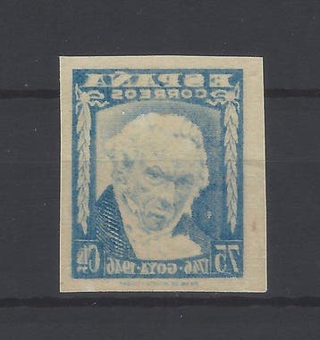 Espagne 1946 - Goya - rare erreur de calque au verso. -