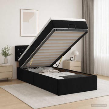 vidaXL Ottoman bed met matras met hoofdeinde Zwart 80 x 200, Verzenden